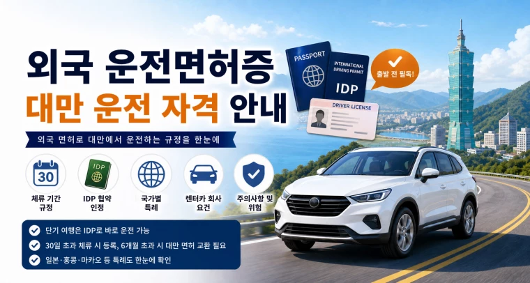 관련 정보 【IDP】외국 운전면허증 대만 렌터카 자격 국가별 총정리